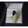 925 Sterling Silver Black Alpanite & CZ Ring Size 9