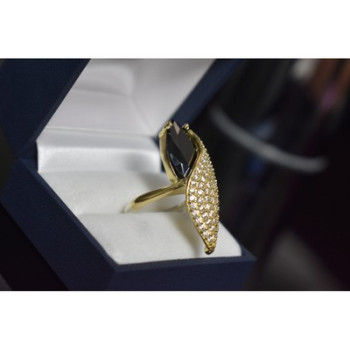 925 STERLING SILVER BLACK ALPANITE & CZ RING SIZE 9