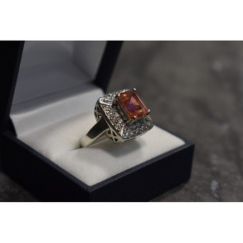 925 Sterling Silver Spinel & Goshenite Ring Size 10