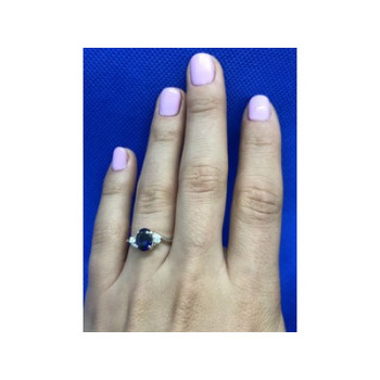 925 Sterling Silver Sapphire & CZ Ring Size 6.5