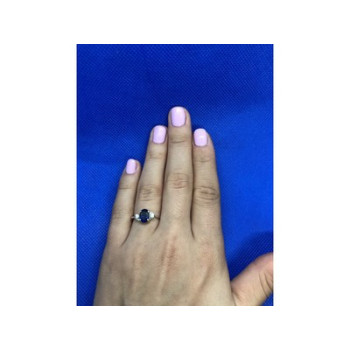 925 Sterling Silver Sapphire & CZ Ring Size 6.5