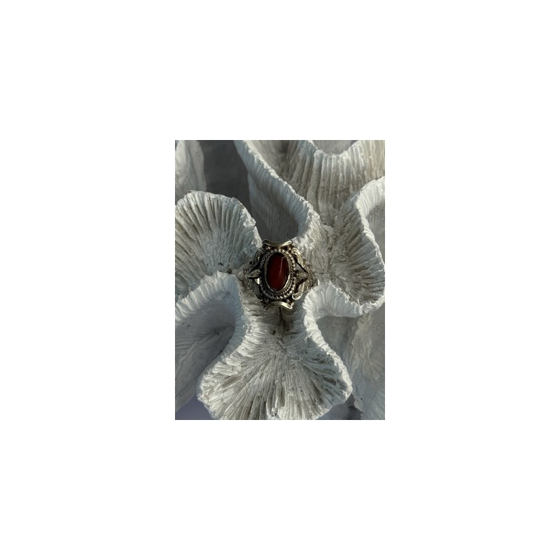 Vintage 925 Sterling Silver Agate Ring Size 6