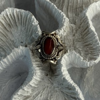 Vintage 925 Sterling Silver Agate Ring Size 6