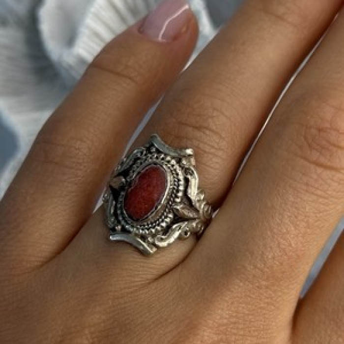 Vintage 925 Sterling Silver Agate Ring Size 6