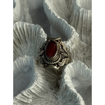 Vintage 925 Sterling Silver Agate Ring Size 6