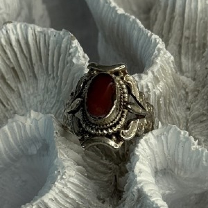 Vintage 925 Sterling Silver Agate Ring Size 6