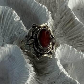 Vintage 925 Sterling Silver Agate Ring Size 6
