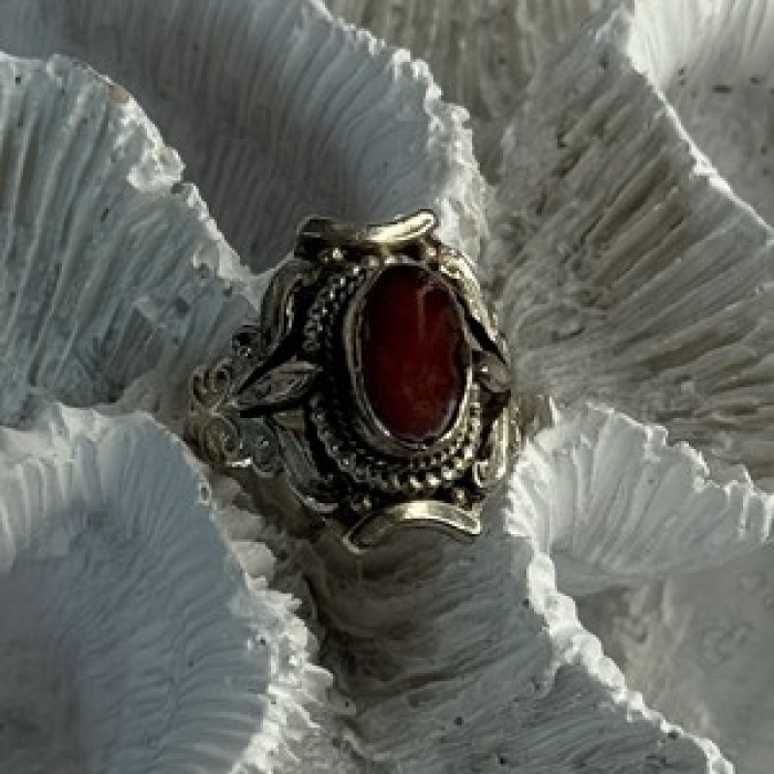 Vintage 925 Sterling Silver Agate Ring Size 6