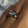 925 Sterling Silver Gold Plated Beryl & Ruby Ring Size 7