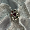 925 Sterling Silver Ruby & Multicolor Gemstones Ring Size 8