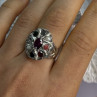 925 Sterling Silver Ruby & Multicolor Gemstones Ring Size 8