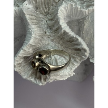 925 STERLING SILVER GARNET, CITRINE, TOPAZ,  AMETHYST & MARCASITE RING SIZE 5.5