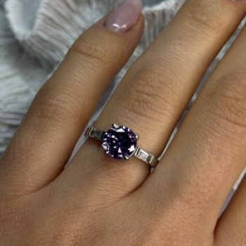 925 Sterling Silver Purple & White Spinel Ring Size 6.5
