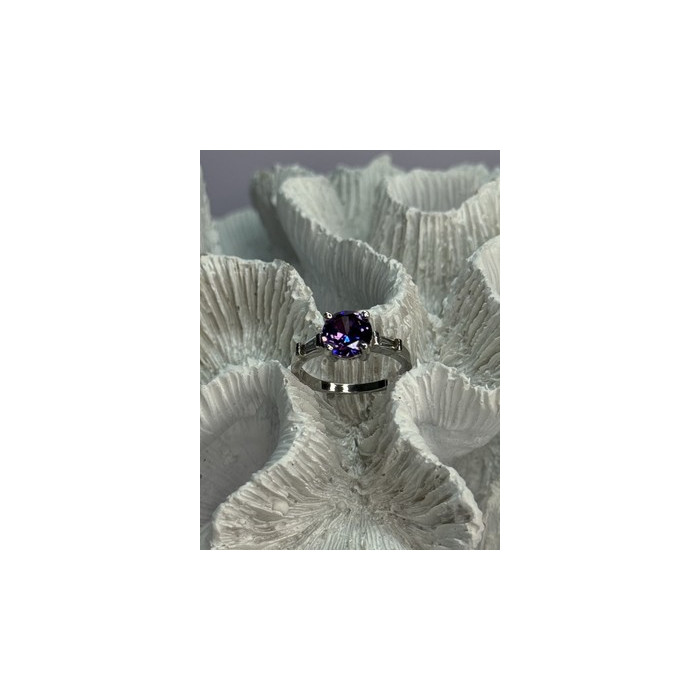 925 Sterling Silver Purple & White Spinel Ring Size 6.5
