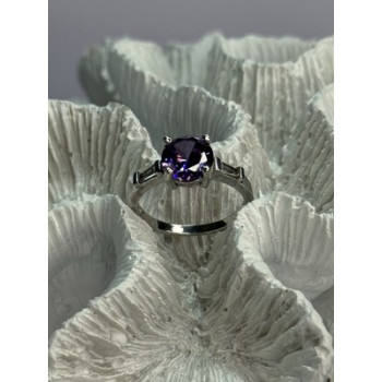 925 Sterling Silver Purple & White Spinel Ring Size 6.5