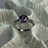 925 Sterling Silver Purple & White Spinel Ring Size 6.5