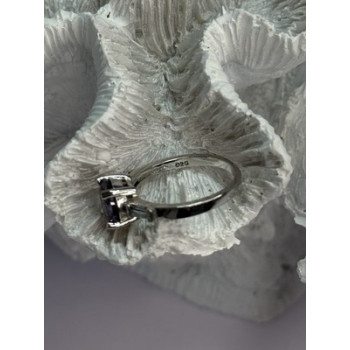 925 Sterling Silver Purple & White Spinel Ring Size 6.5