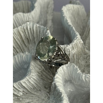 925 Sterling Silver Pale Green Amethyst Ring Size 7