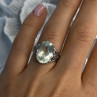 925 Sterling Silver Pale Green Amethyst Ring Size 7