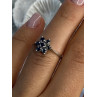 925 Sterling Silver Sapphire Flower Ring Size 6