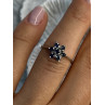 925 Sterling Silver Sapphire Flower Ring Size 6