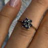 925 Sterling Silver Sapphire Flower Ring Size 6