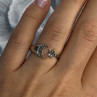 925 Sterling Silver Moon & Star Marcasite Ring Size 8
