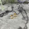 925 Sterling Silver Gold Plated White Topaz Stud Earrings Italy