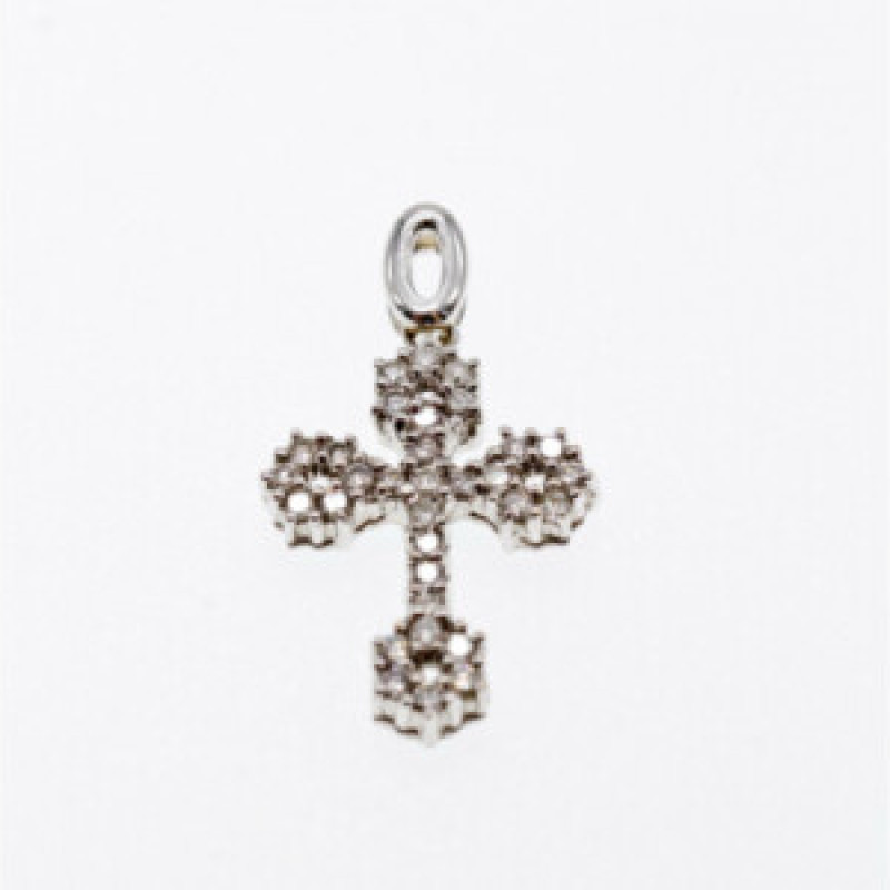 18K White Gold Diamonds Pendant Cross