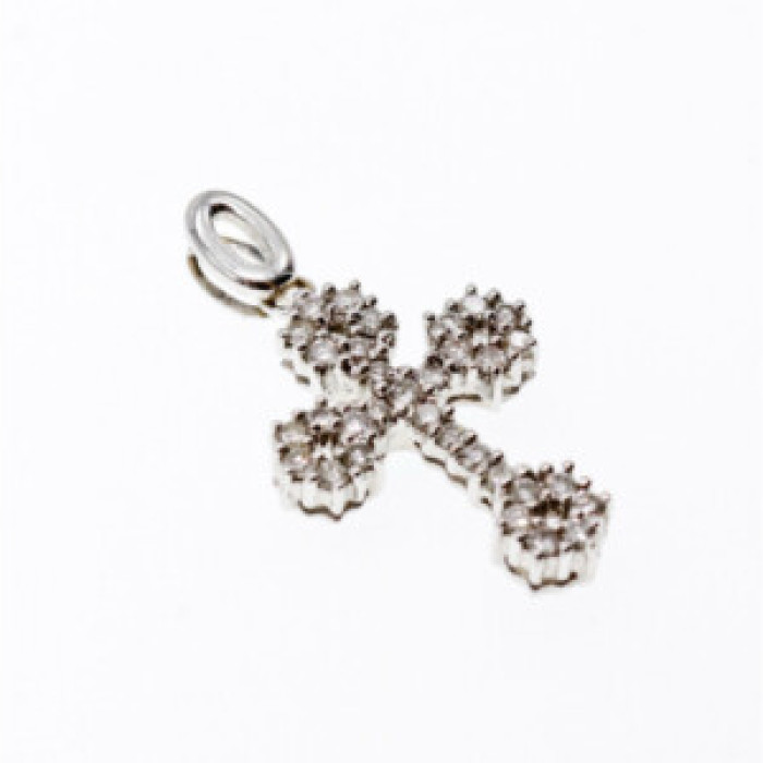 18K White Gold Diamonds Pendant Cross
