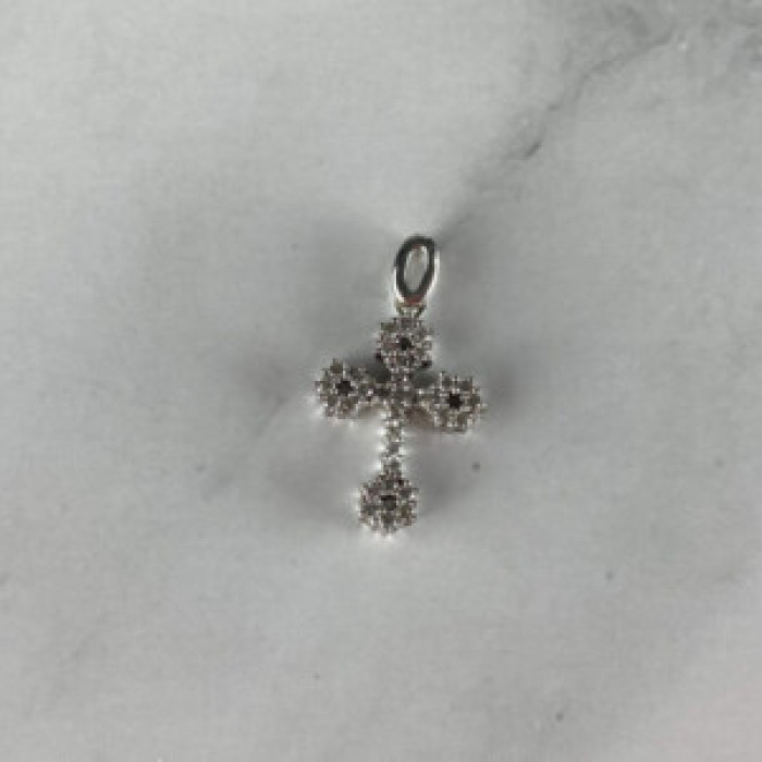 18K White Gold Diamonds Pendant Cross