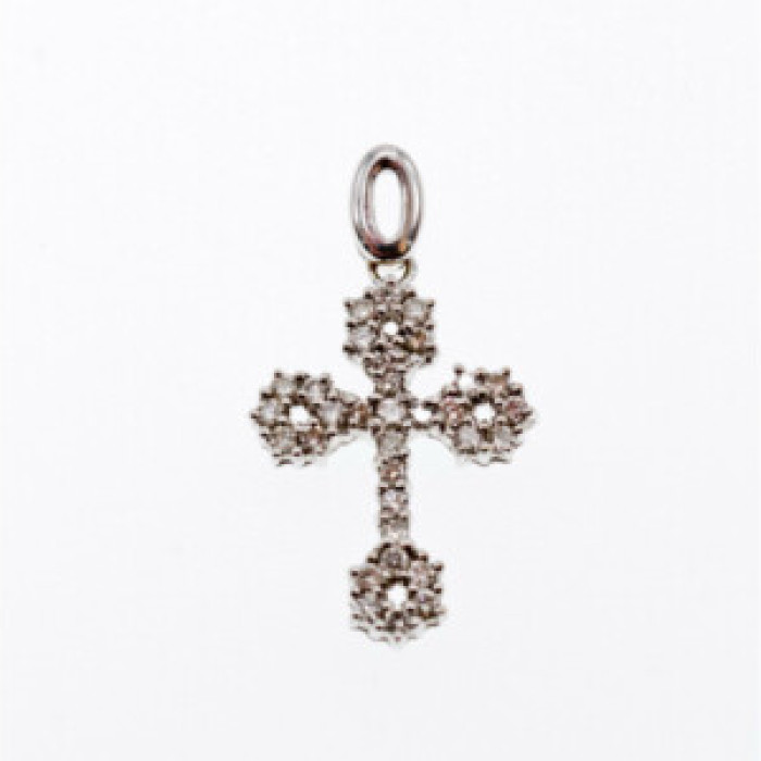 18K White Gold Diamonds Pendant Cross
