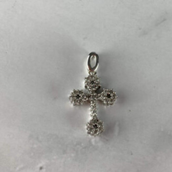 18K White Gold Diamonds Pendant Cross