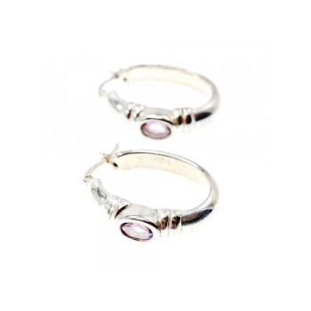 925 Sterling Silver Amethyst Classic Hoop Earrings