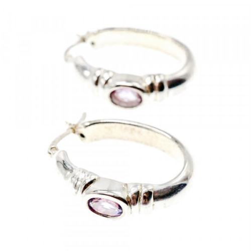 925 Sterling Silver Amethyst Classic Hoop Earrings