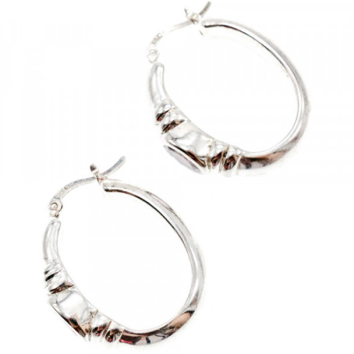 925 Sterling Silver Amethyst Classic Hoop Earrings