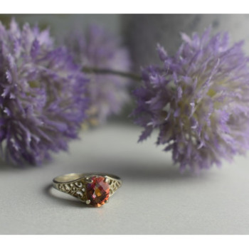 925 Sterling Silver Pink Spinel Ring Size 8