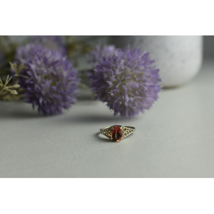 925 Sterling Silver Pink Spinel Ring Size 8