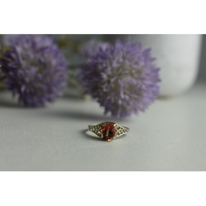 925 Sterling Silver Pink Spinel Ring Size 8