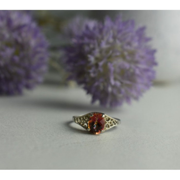 925 Sterling Silver Pink Spinel Ring Size 8