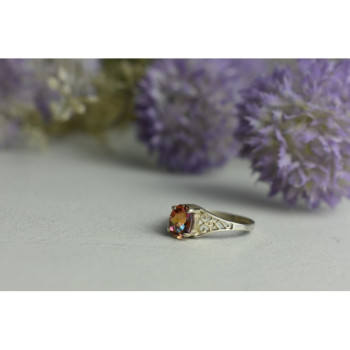 925 Sterling Silver Pink Spinel Ring Size 8