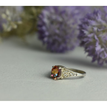 925 Sterling Silver Pink Spinel Ring Size 8