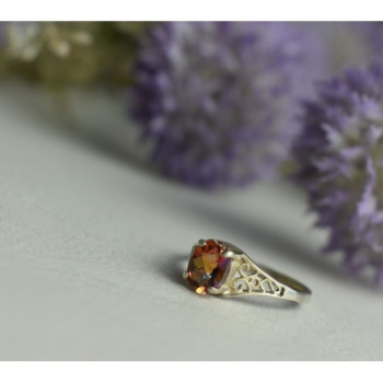 925 Sterling Silver Pink Spinel Ring Size 8
