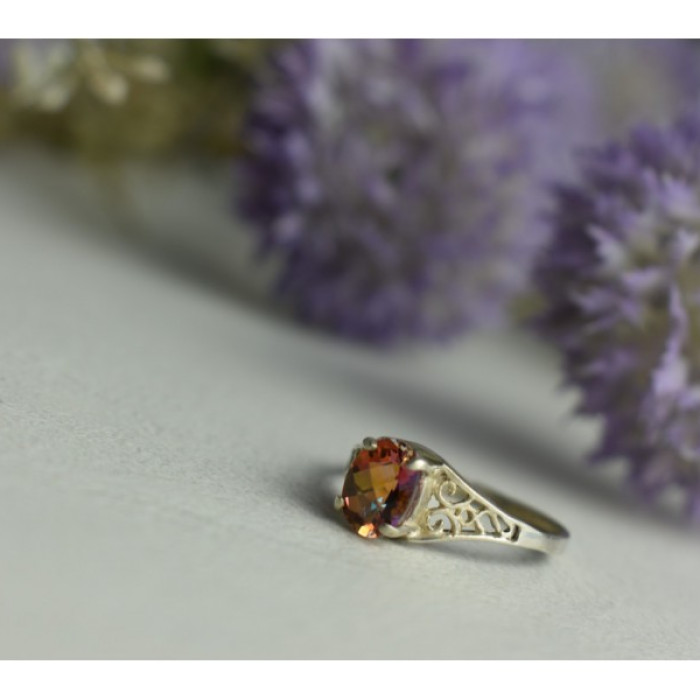 925 Sterling Silver Pink Spinel Ring Size 8