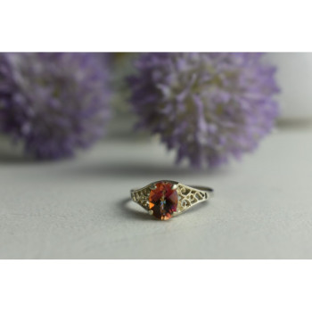 925 Sterling Silver Pink Spinel Ring Size 8