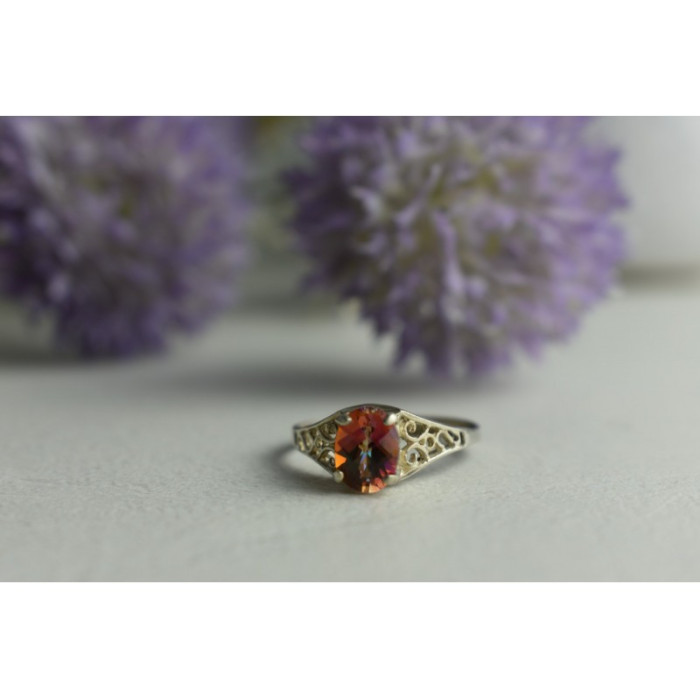 925 Sterling Silver Pink Spinel Ring Size 8