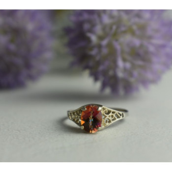 925 Sterling Silver Pink Spinel Ring Size 8