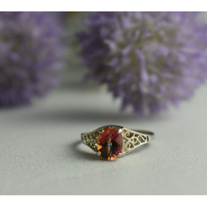 925 Sterling Silver Pink Spinel Ring Size 8