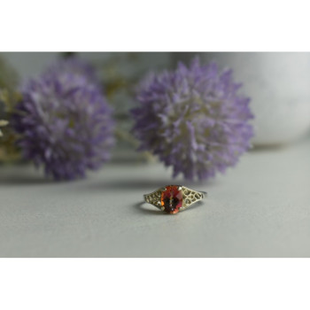 925 Sterling Silver Pink Spinel Ring Size 8