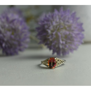 925 Sterling Silver Pink Spinel Ring Size 8